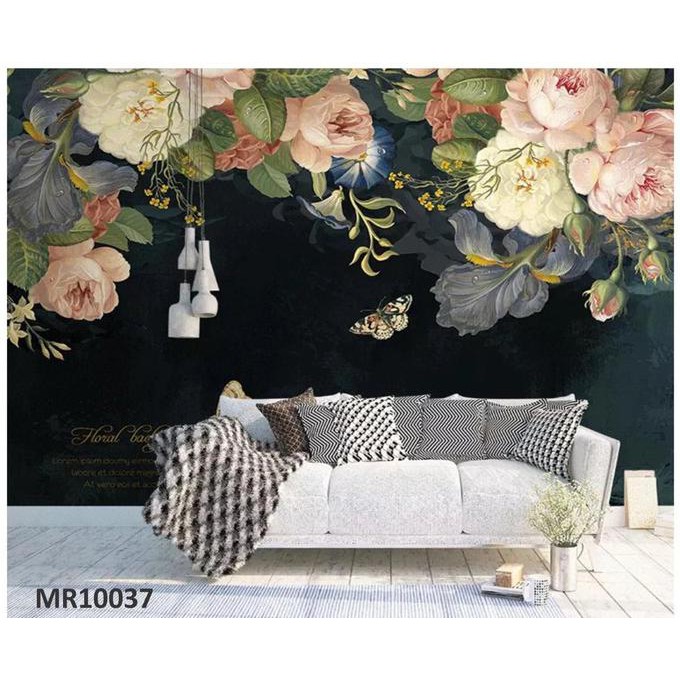 Photowall Mural Dinding 3D Wallpaper Mural Bunga Rose Hitam Yolansya12