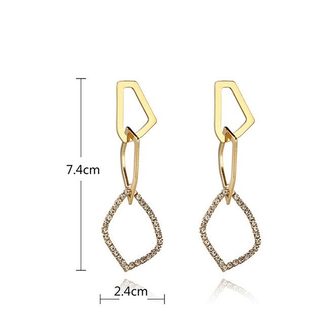 LRC Anting Tusuk Fashion Gold Color Diamond Decorated E91862