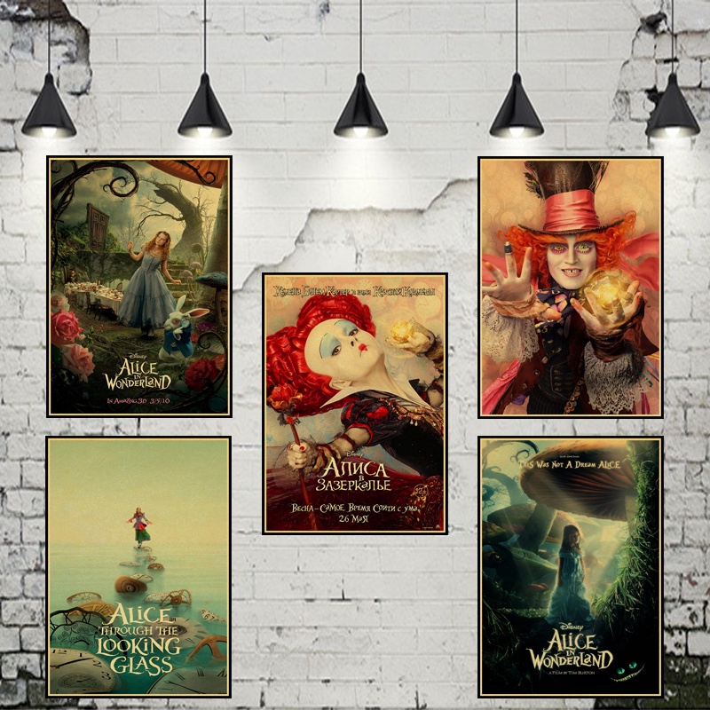 Poster Stiker Dinding Film Alice In Wonderland Gaya Retro Vintage Untuk Dekorasi Rumah