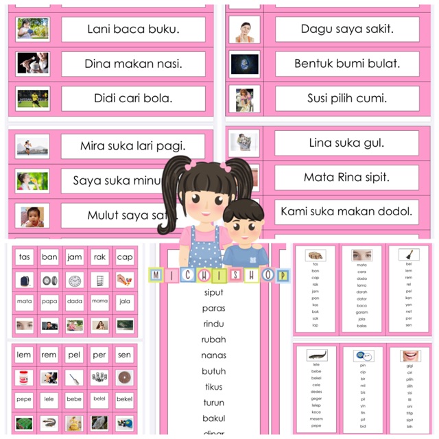 SOFTCOPY KARTU BACA MONTESSORI  PINK SERIES Shopee Indonesia