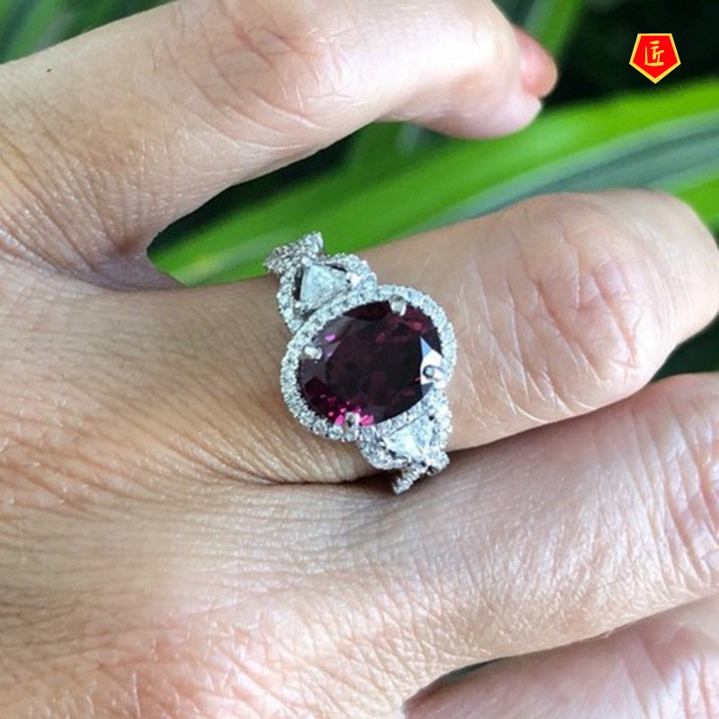 [Ready Stock]Inlaid Ruby Ring Noble Elegant Fashion