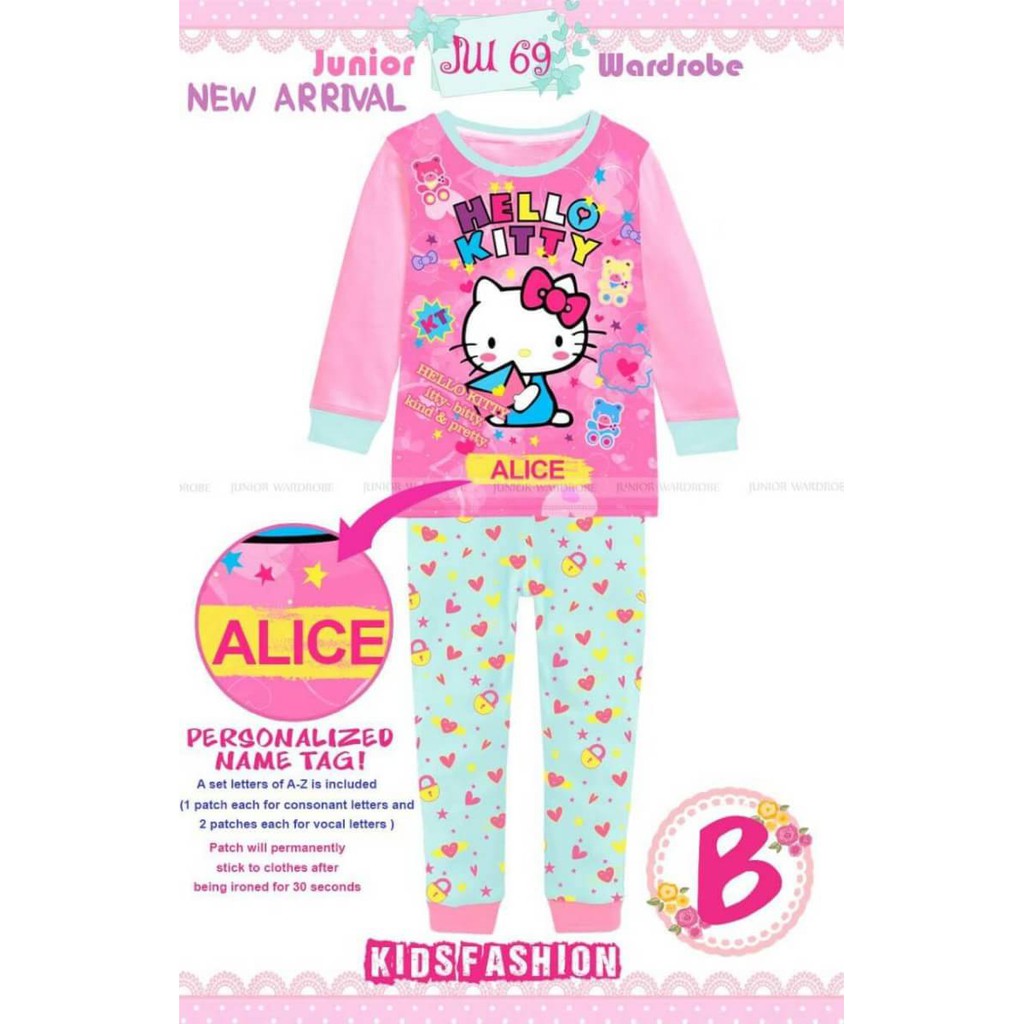 Pajamas Hello Kitty/baju tidur anak perempuan/baju tidur balita sz6m-3T