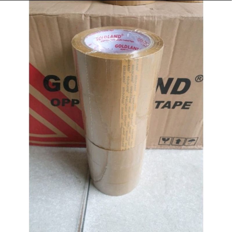 LAKBAN OLSHOP TEBAL 48MM X 90YARD GOLDLAND / LAKBAN BENING COKELAT [ORIGINAL 100%]