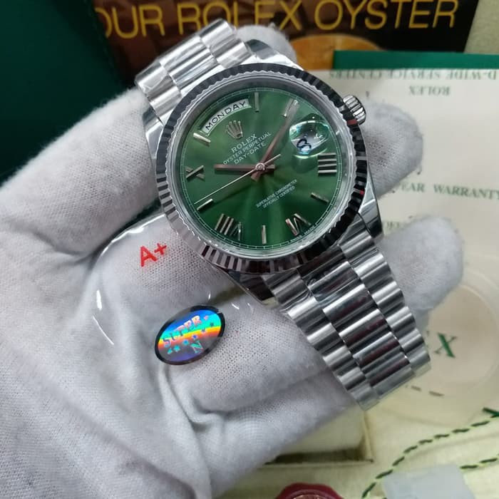 Sale Jam Tangan Rolex Day-Date Silver Automatic Swiss Noob Swiss Stainless Garansi 1th