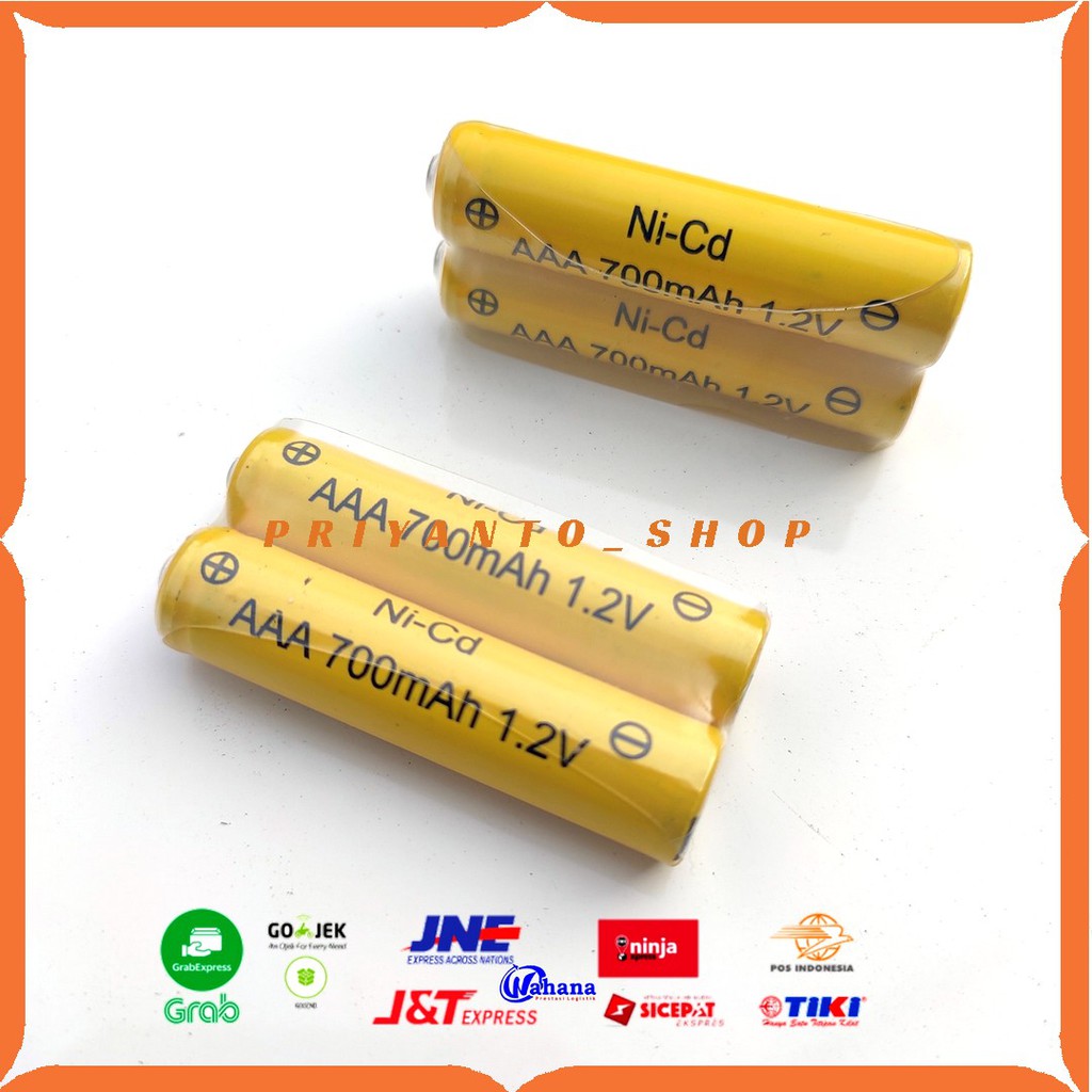 Baterai Cas Ni-cd AAA 700mAh AAA 1.2V Batrei Charger Batre Cas 2PCS