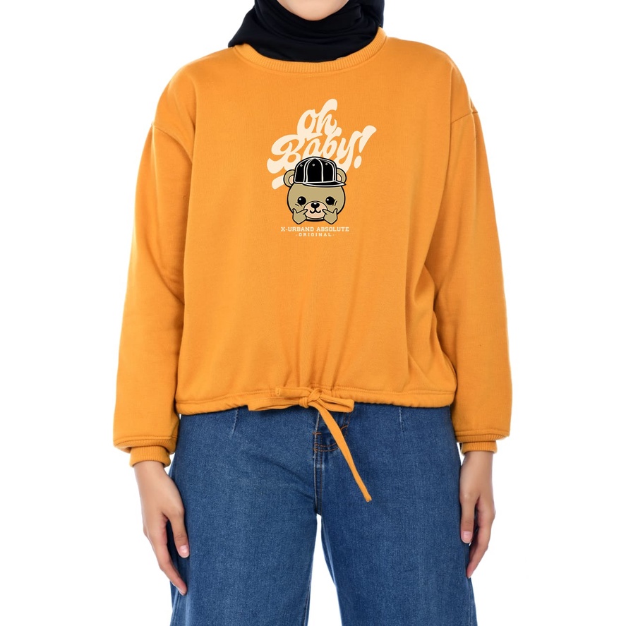 Sweater Wanita Oh Baby! Crop Fleece Gramasi 280-A244 Mustard