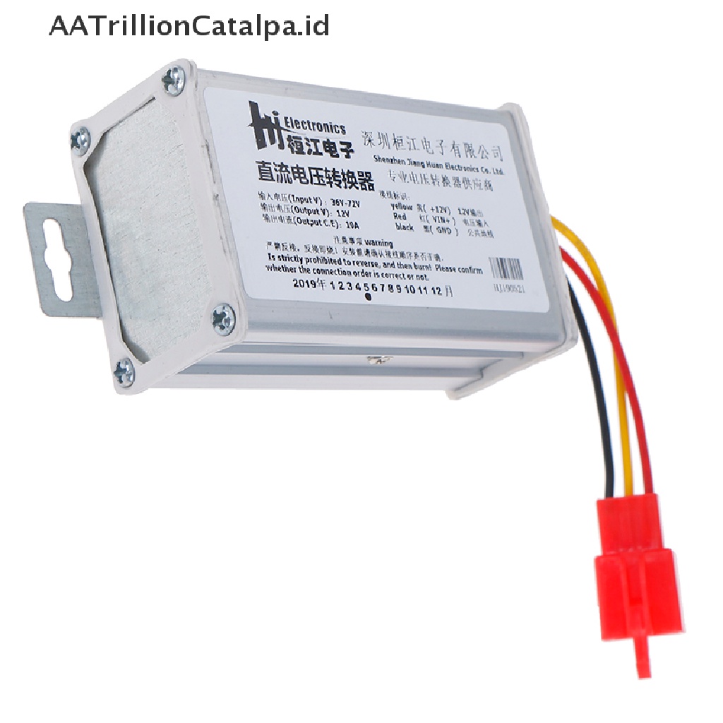 Adaptor Konverter AATrillionCatalpa DC 36V-72V Ke 12V-10A 120W Untuk Mobil Elektrik