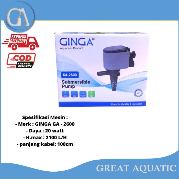 MESIN POMPA AQUARIUM GINGA GA-2600 AIR PUMP GINGA SUBMERSIBLE PUMP