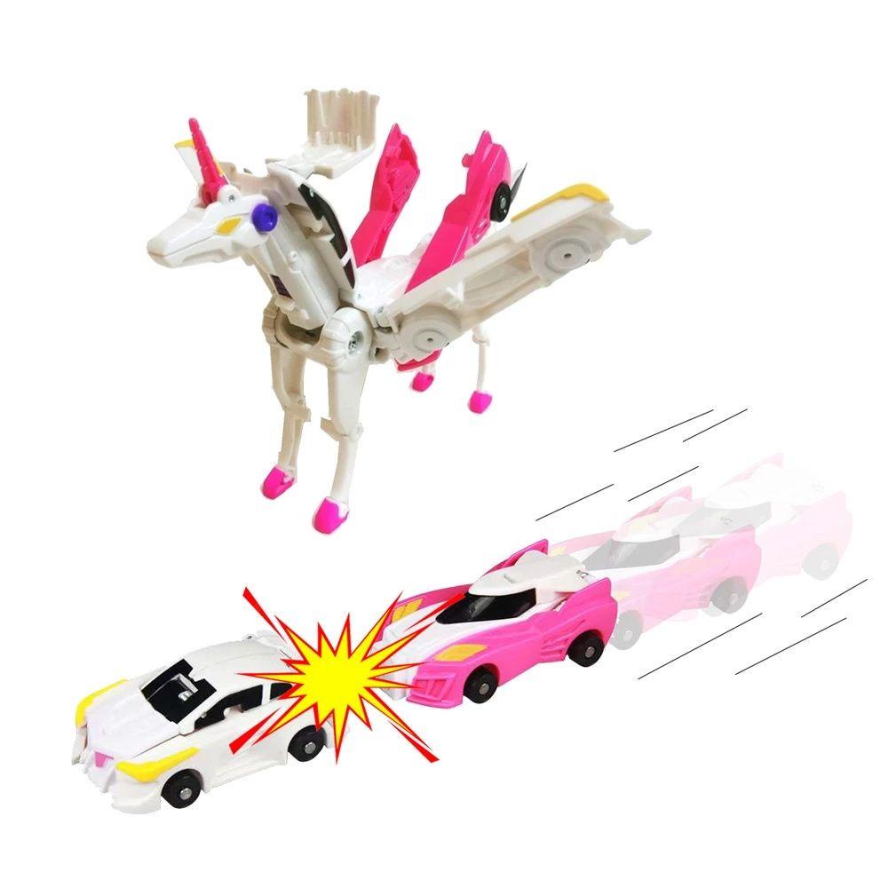 REBUY Rebuy Unicorn Robot Mainan Model Mobil Untuk Anak Kendaraan Mobil Mainan Action Figure Robot Mini Deformation Combining Toys