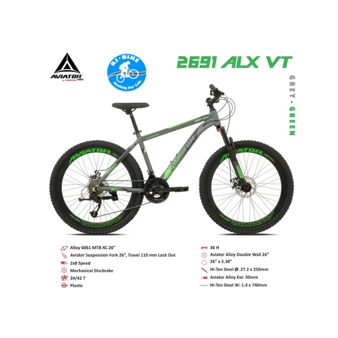 Sepeda Gunung MTB 26 inch Aviator 2691 ALX VT Alloy