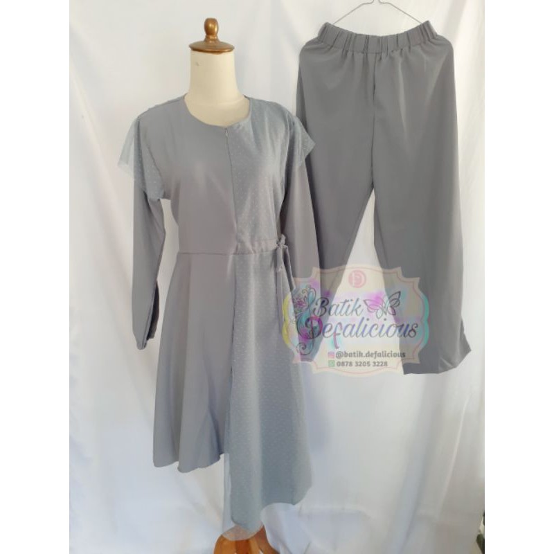 JASMINE SET GREY ATASAN TUNIK DAN BAWAHAN