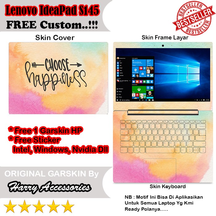 Original Garskin Laptop Full Body Lenovo IdeaPad S145 14inch Motif Chose Bisa Custom Gambar Kamu