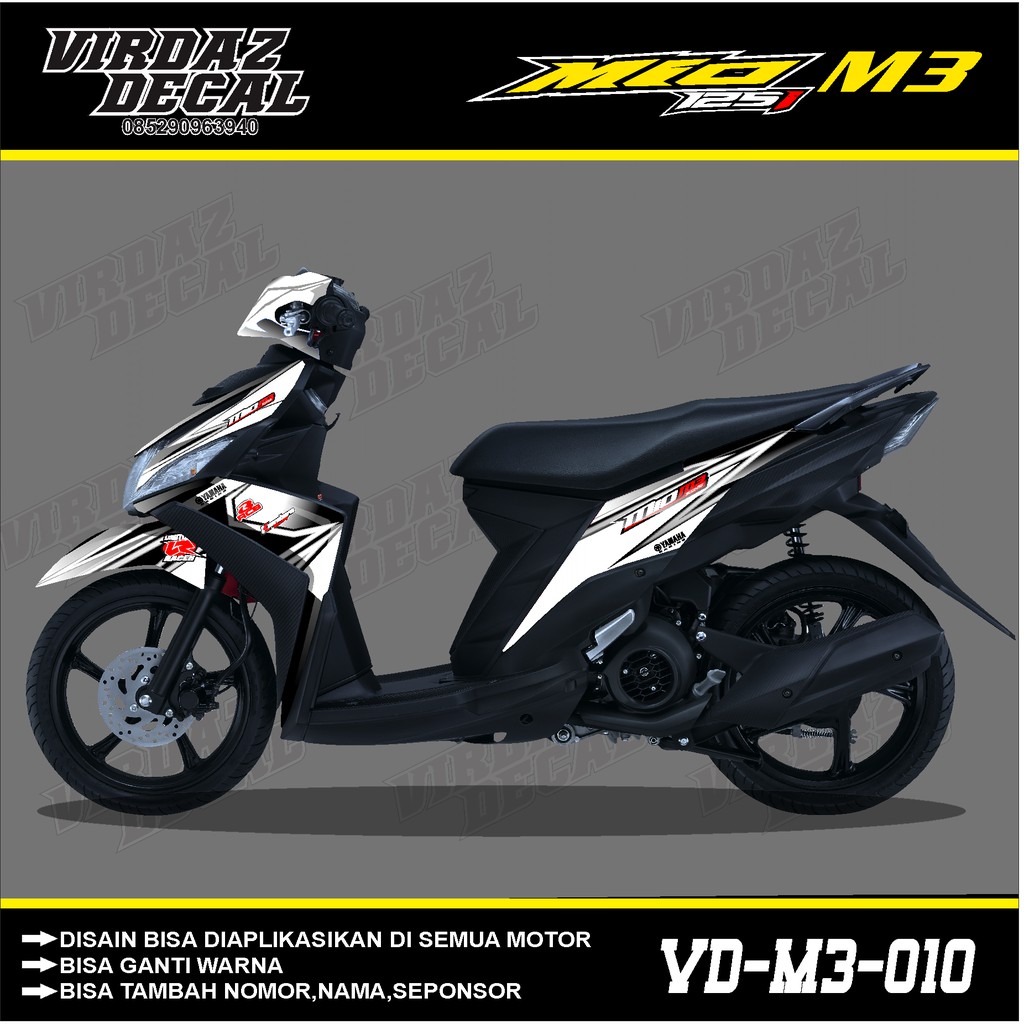 Jual Decal Sticker Yamaha Mio M3 PUTIH Full Body Dekal Stiker VIRDAZ 010 D Indonesia Shopee Indonesia