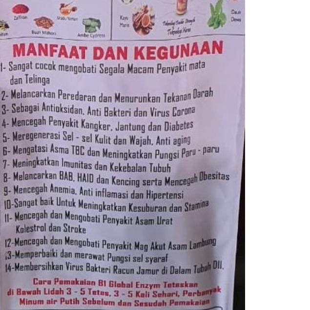 ♜ B1GLOBAL ENZYM , enzyme botol 10 ml ➵