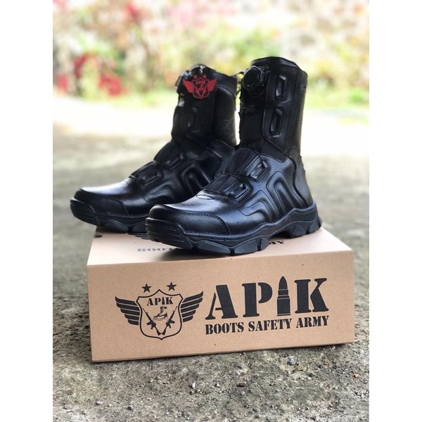 SEPATU PDL TALI PUTAR TERBARU KULIT SAPI ASLI MERK APIK