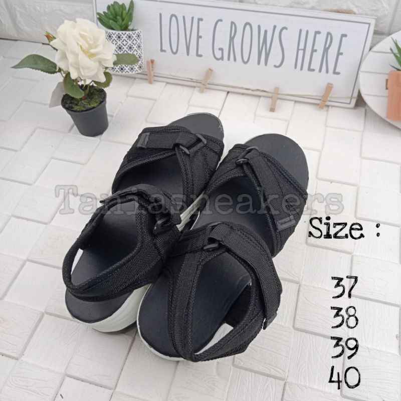 Sendal Wanita Korea Tali Gladiator Casual Sport Black 37 38 39 40