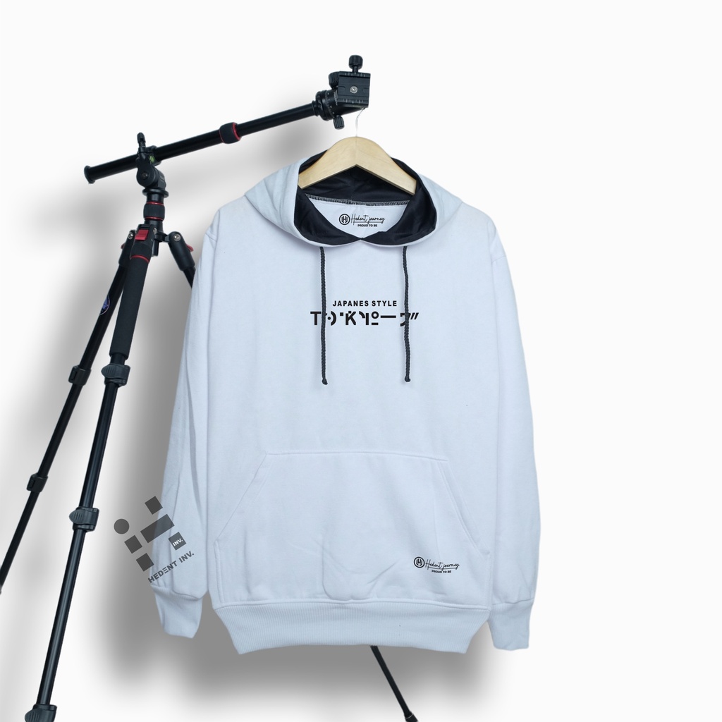 HEDENT Switer Japanese Hodie Cowok Cewek Warna Putih Distro Premium Bandung Jaket Sweater Tebal Pria