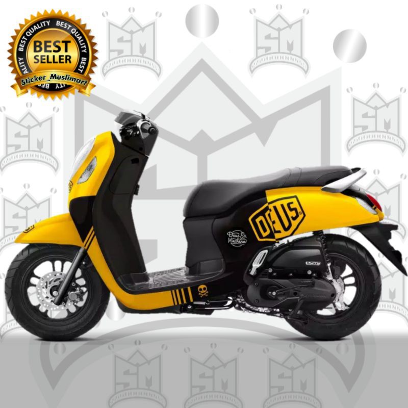 Decal Sticker New Scoopy 2021 motif Deus yellow black