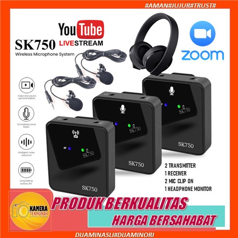 Wireless Clip-on Microphone SK750 Dual Mini Mic for Camera Smartphone