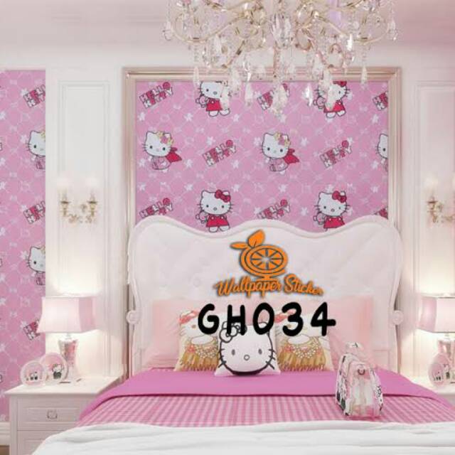 Wallpaper Dinding Murah Ruang Tamu Kamar Tidur Anak Hello Kitty Pink Lucu Terbagus Shopee Indonesia
