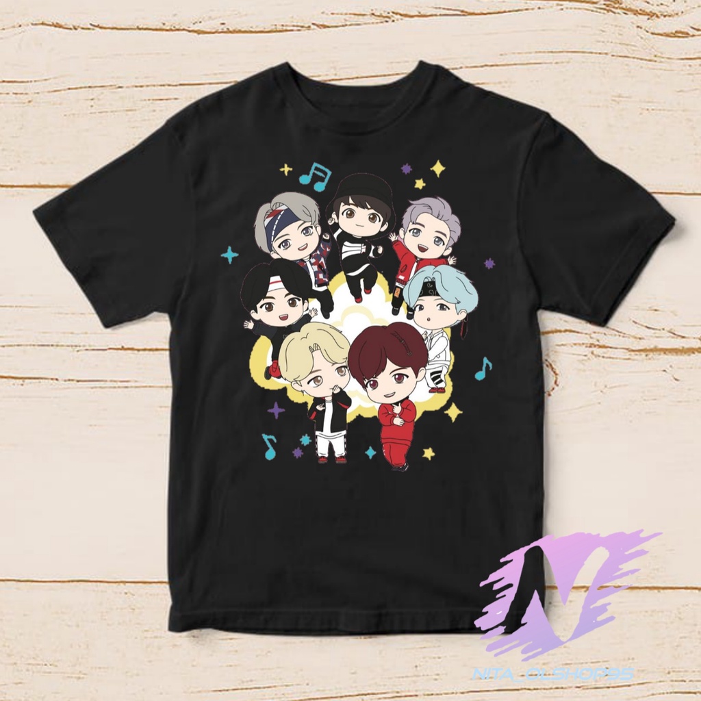 kaos anak kpop bts baju kaos animasi kartun BTS