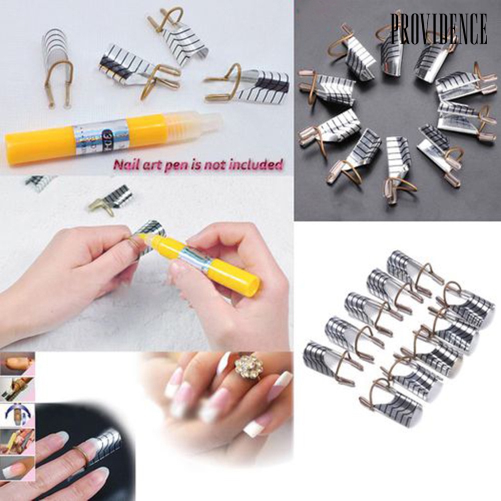 Providence 5Pcs Women Reusable Aluminum UV Gel Acrylic Tips Nail Art Extension Guide Forms