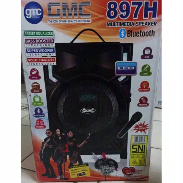 Speaker Portable GMC 899P Bluetooth Karaoke 2 Mic Wireless High Power-897H