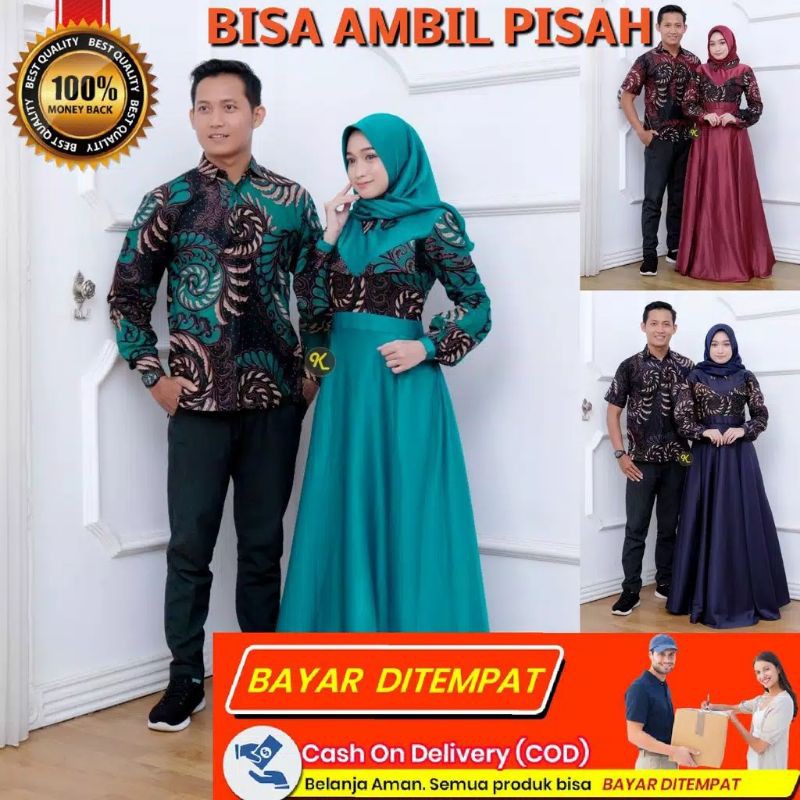 BAJU BATIK COUPLE GAMIS MUSLIM GAUN PAKAIAN WANITA DRESS ...