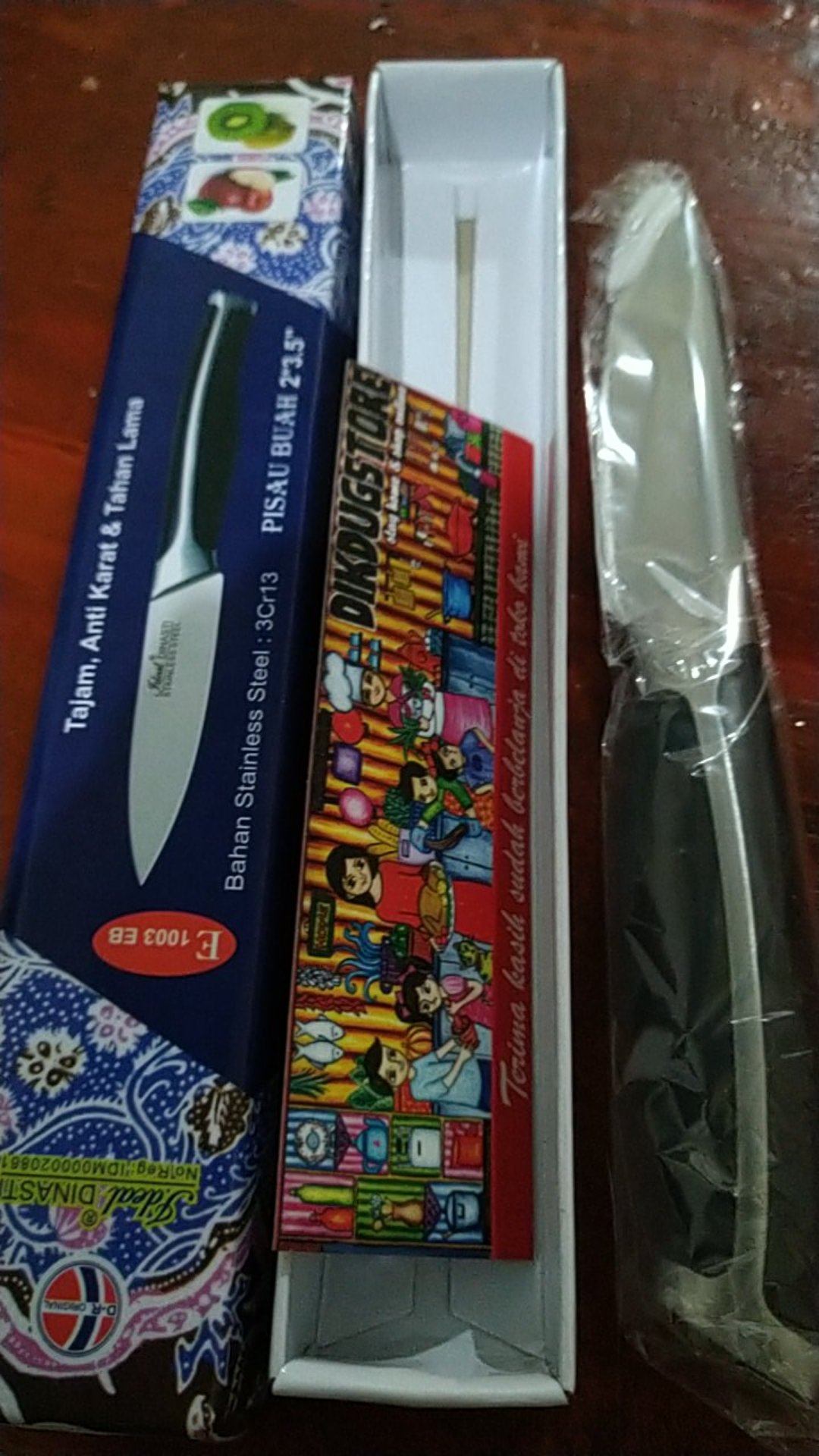 Pisau Dapur / Pisau Buah Kualitaspremium Stainless Steel Gagang Ebonit Panjang 12 Cm Ideal E1003eb