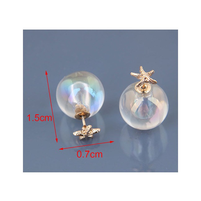 LRC Anting Tusuk Fashion Gold 925 Silver Needle Ball Starfish Earrings A58948