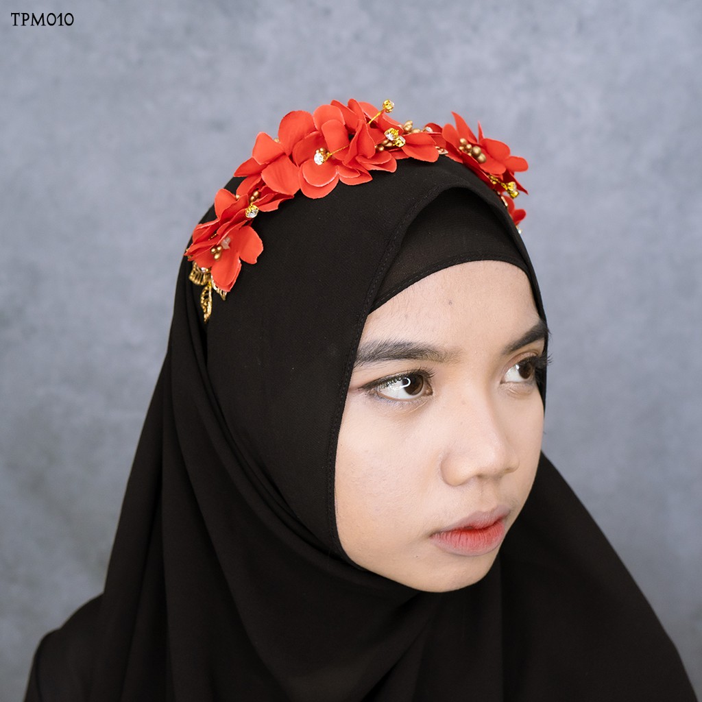 [STOK TERBATAS] FASHION ASESORIS PESTA HIJAB TIARA WEDDING MERAH TPM010