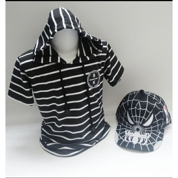 HOODIE Anak 2IN1 Kaos Kupluk Salur/Topi bordir