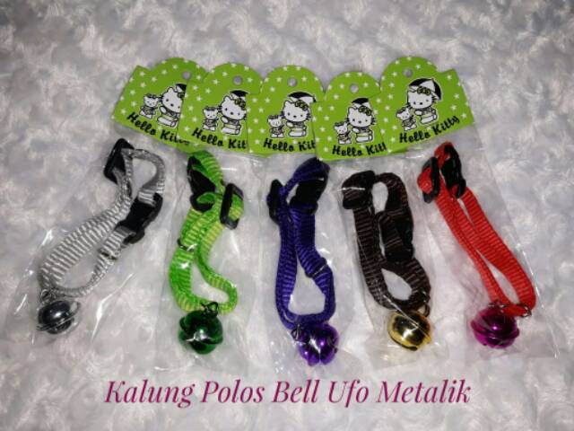 Kalung kucing polos lonceng ufo shabby  dan lonceng ufo metalik 2.2mm