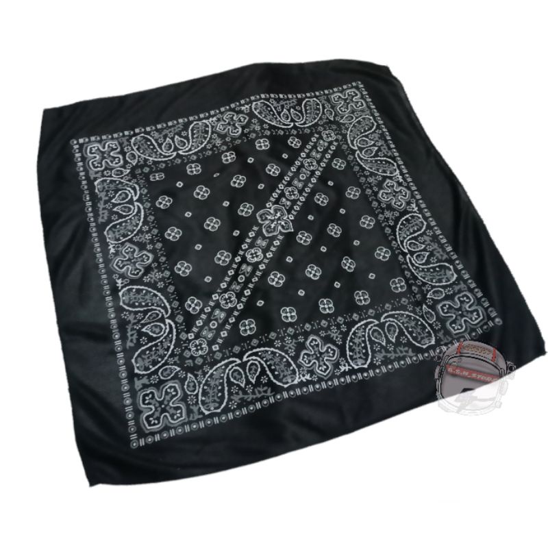 Slayer Motif Hitam Bandana Jambore Multifungsi Material Rayon Satin