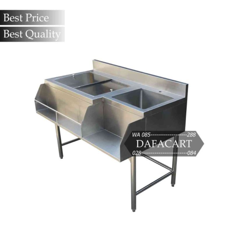 Cocktail Station Stainless with Sink Tempat Es Koktail Bar Cafe Dapur