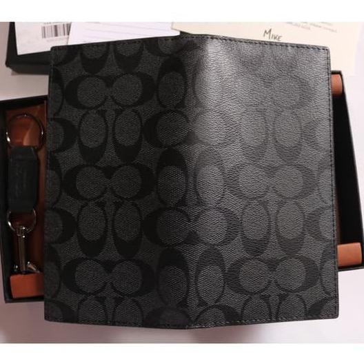Star (100% Original) Dompet Coach Long Wallet Pria Signature Iconic Fullset - Signature Black Promo