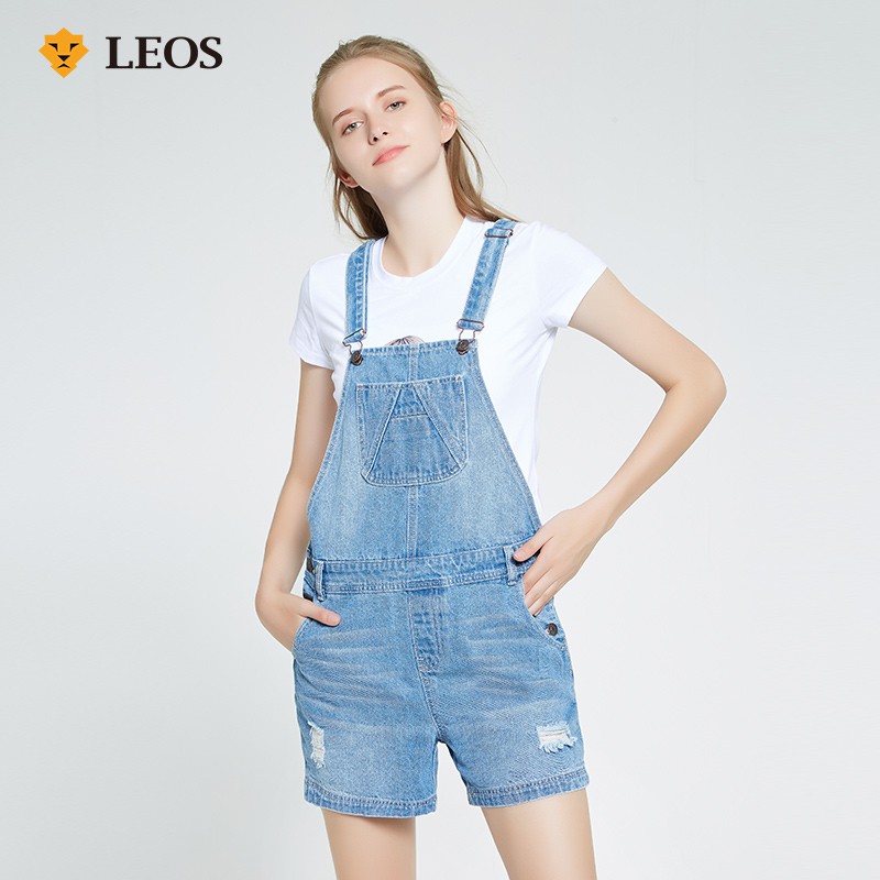 

LEOS Original Suspender Jeans Celana Kodok Pendek Wanita (COD)