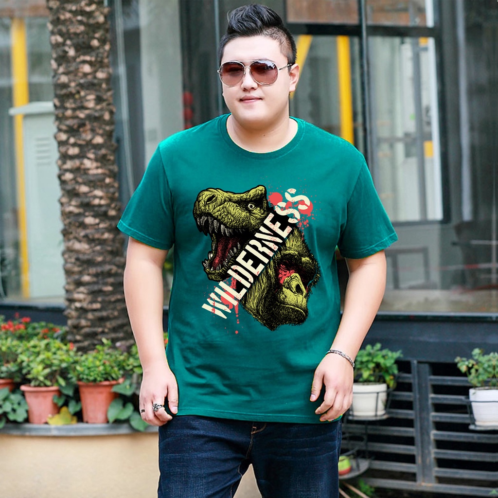 Baju Kaos Pria Jumbo Dinosurus Tshirt Bigsize XL XXL Distro DTF