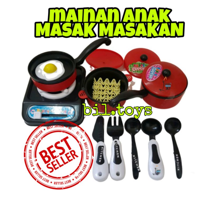 MAINAN ANAK PEREMPUAN MASAK MASAKAN KITCHEN SET MAINAN EDUKASI ANAK KOMPOR PANCI TELUR SENDOK LM9