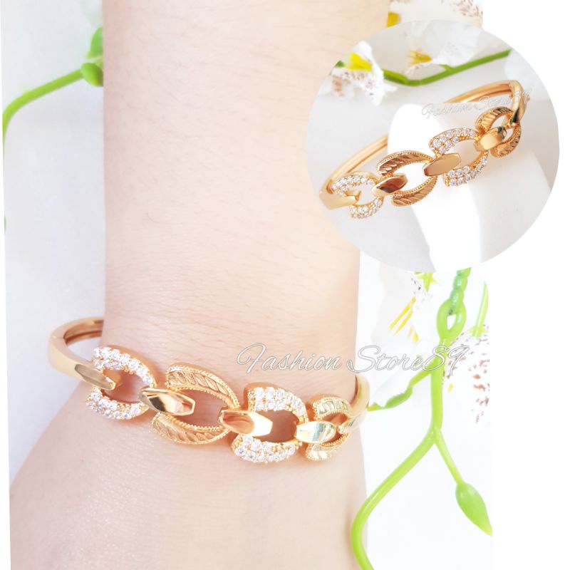 Gelang Bangle Fashion Xuping Yaxiya Perhiasan lapis emas 18k impor Fashion Gelang Bangle kait