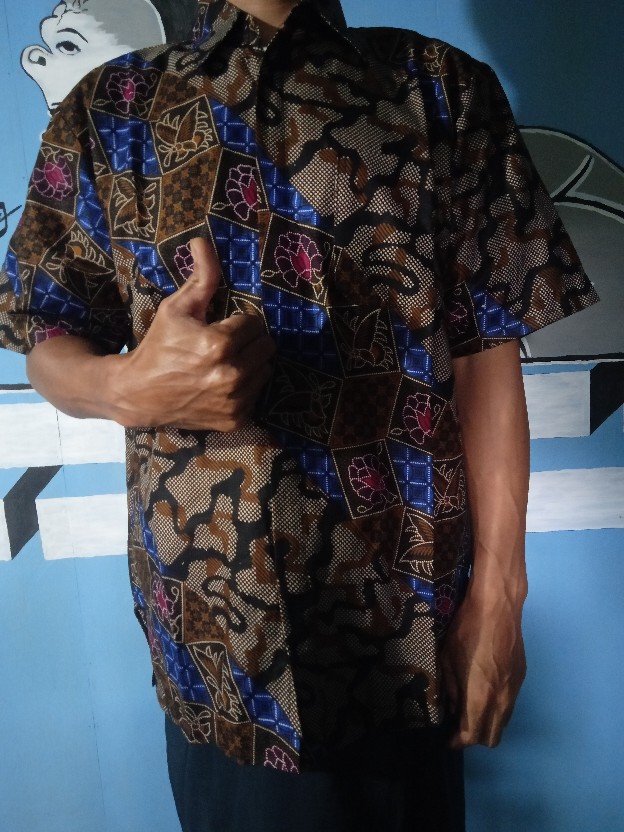 Bswart Batik Hrb026 Kenongo Hem Pendek Padi Pekalongan M L Xl Batik Pria Murah Modern Grosir