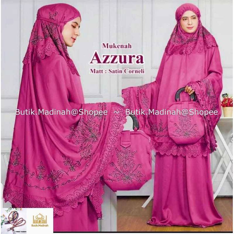 BUTIK.MADINAH MUKENA DEWASA AZZURA BORDIR 3D TIMBUL ROBERTO CORNELI SUTRA VELVET