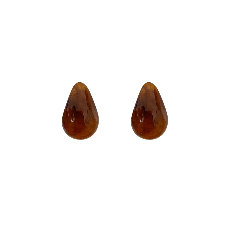 1Pair S925 Water Drop Resin Lady Earring Ear Studs Jewelry Accessory As Gift