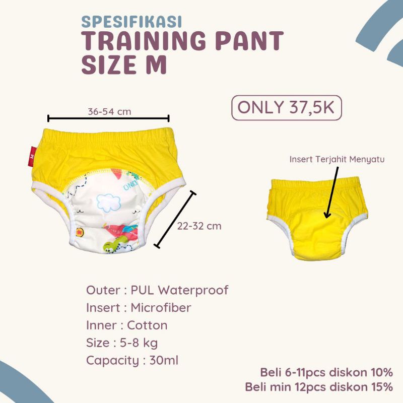 Training Pants Anak Bayi Pipis Cloth Diaper Cover Clodi Bayi Celana Dalam Popok Latihan Pipis Murah Ukuran M BB 8-11Kg