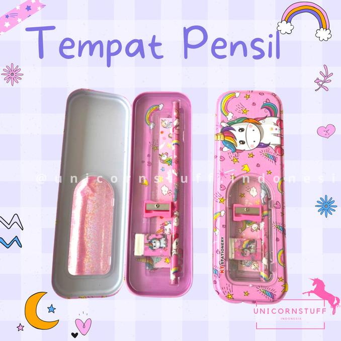 

Tempat Pensil Unicorn Kotak Pensil SET Isi Stationery Alat Tulis Cewek