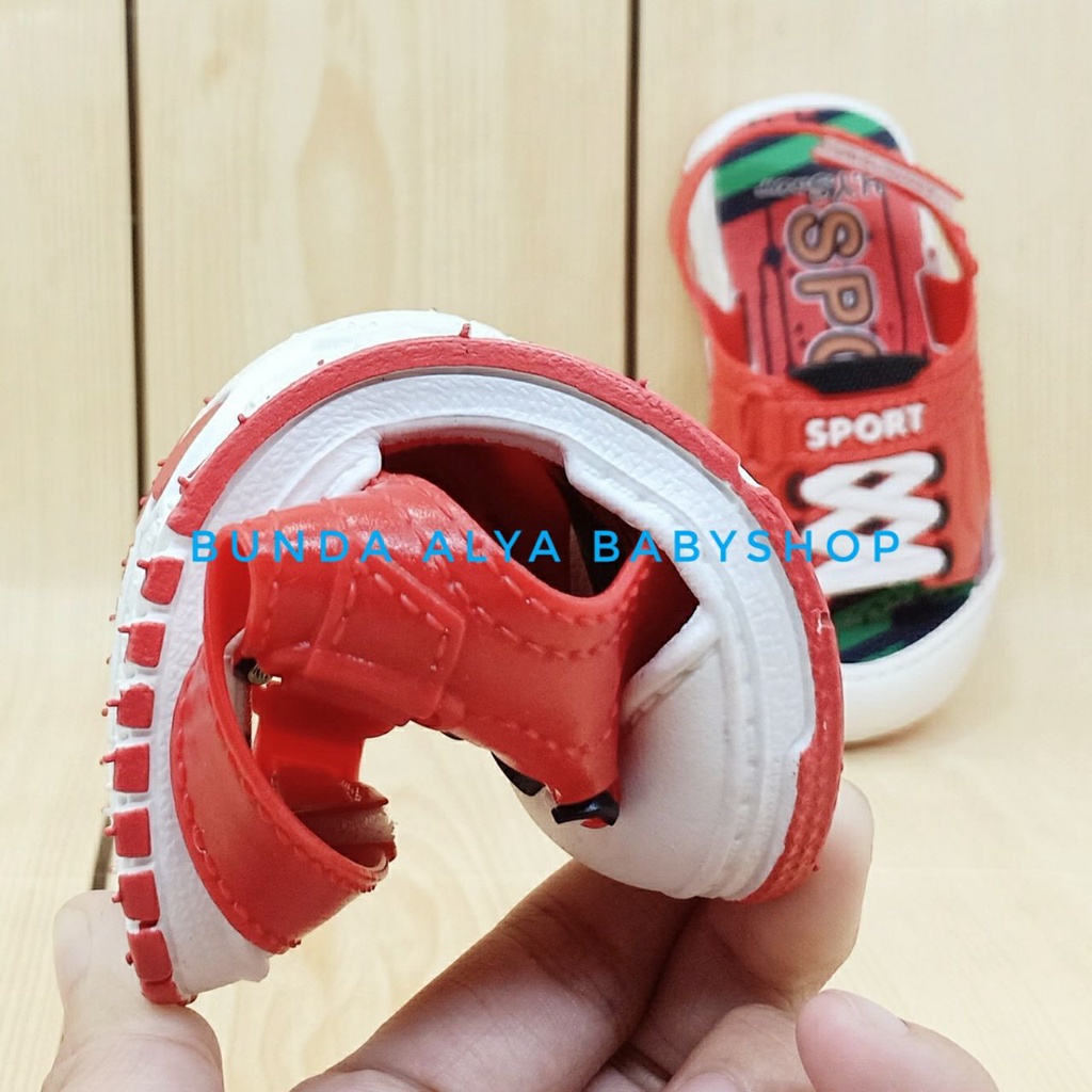 Sendal Anak Laki Laki 6 -12 Bulan  Tali MERAH Alas Karet Anti Licin Elastis - Sepatu Sandal Anak Laki Size 18 - 20 Karet