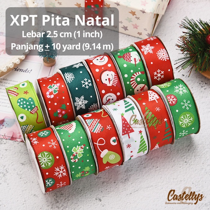 

XPT Pita Hiasan Kado Hadiah Hampers Kue Cake Motif Natal Christmas