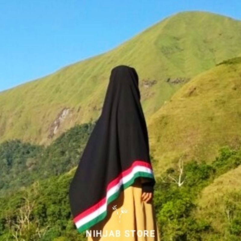 Jilbab Palestina List Satu Sisi Aneka Warna Ukuran 130x130cm
