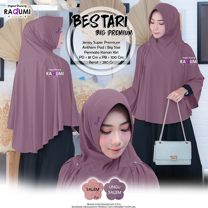 hijab - bestari big premium ori raqumi mnv