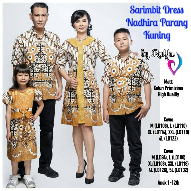 Sarimbit Keluarga Dress Batik Jumbo Nadhira Parang Kuning Baju Anak Cewe Cowo Couple Anak Pekalongan Shopee Indonesia